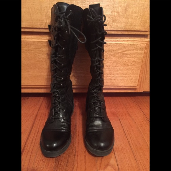 wide calf lace up boots